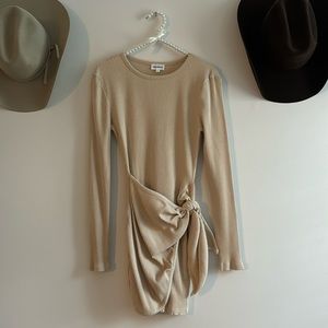 Superdown tan mini dress long sleeve